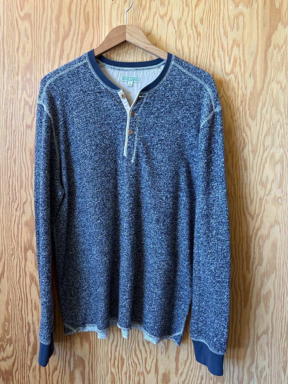 JCrew WALLACE & BARNES  Long-Sleeve Henley Sweater in Heather Navy